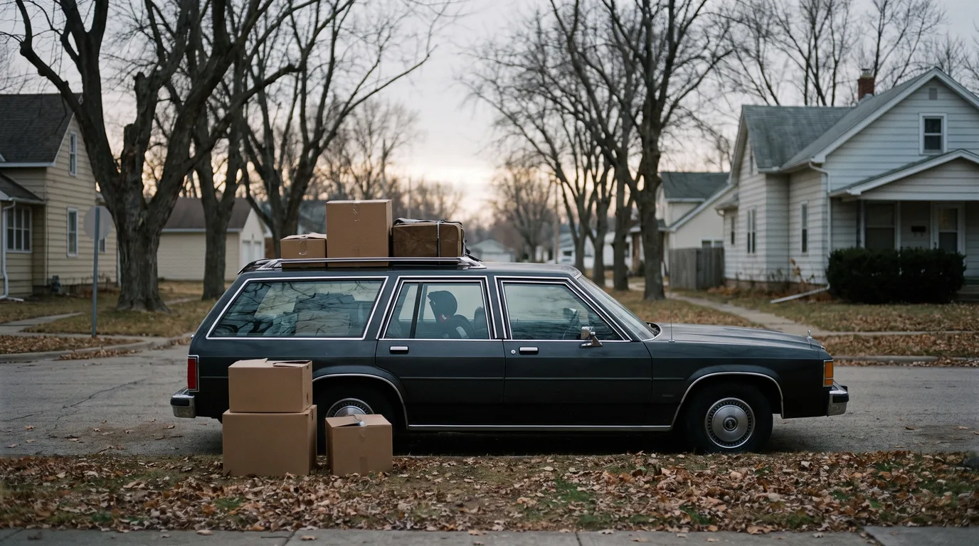 A car loaded for a move with a child seat inside, a relocation limited to 25 miles under Illinois rules